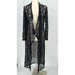 Vintage Objex Womens Black Lace Kimono Cardigan XL Witchy Whimsigoth Goth USA